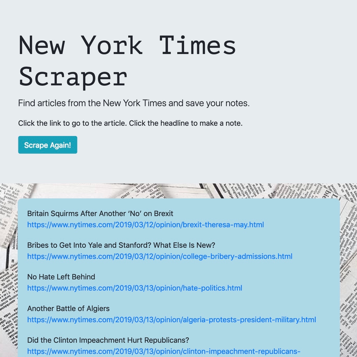 New York Times Scraper image